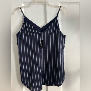 NWT EXPRESS Downtown Cami V-Neck XS Navy White Striped Lined Adjustable Straps